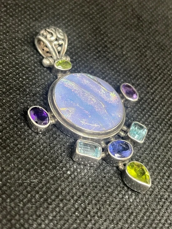 ✨VTG✨925 Dichro & Gemstone Pendant - Picture 3 of 6